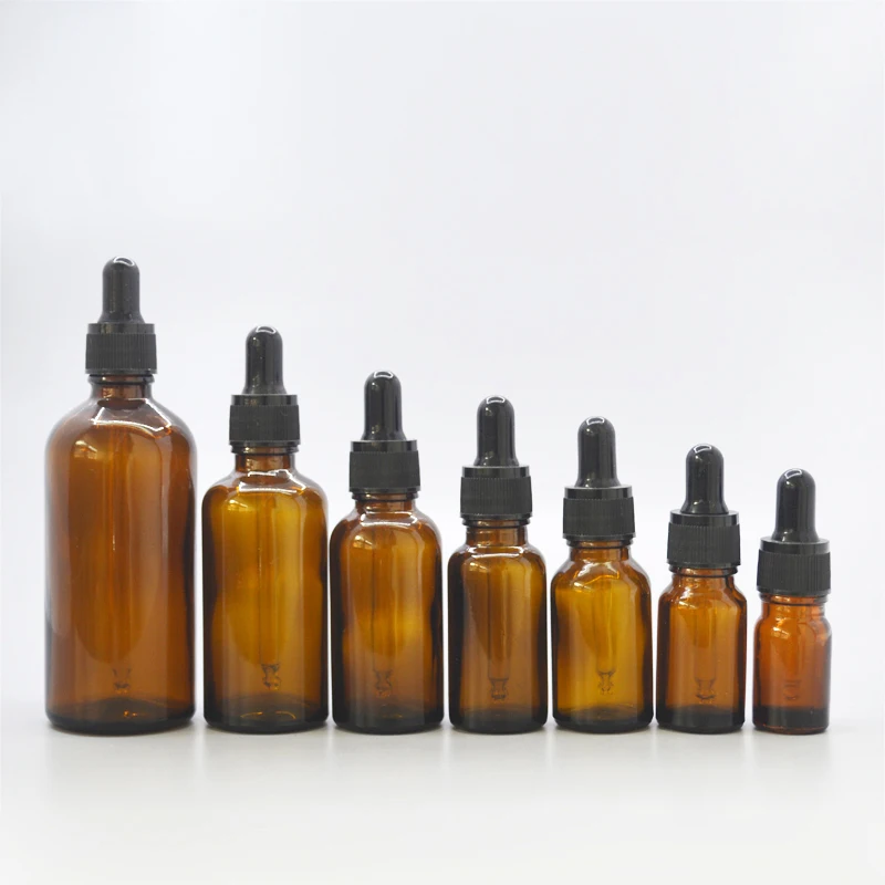 Amber 30ml glass dropper bottle,essential oil bottle with black cap for cosmetic