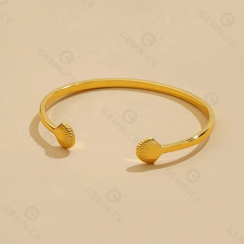 Gemnel wholesale 925 sterling silver gold plated minimalist shell charm bracelet