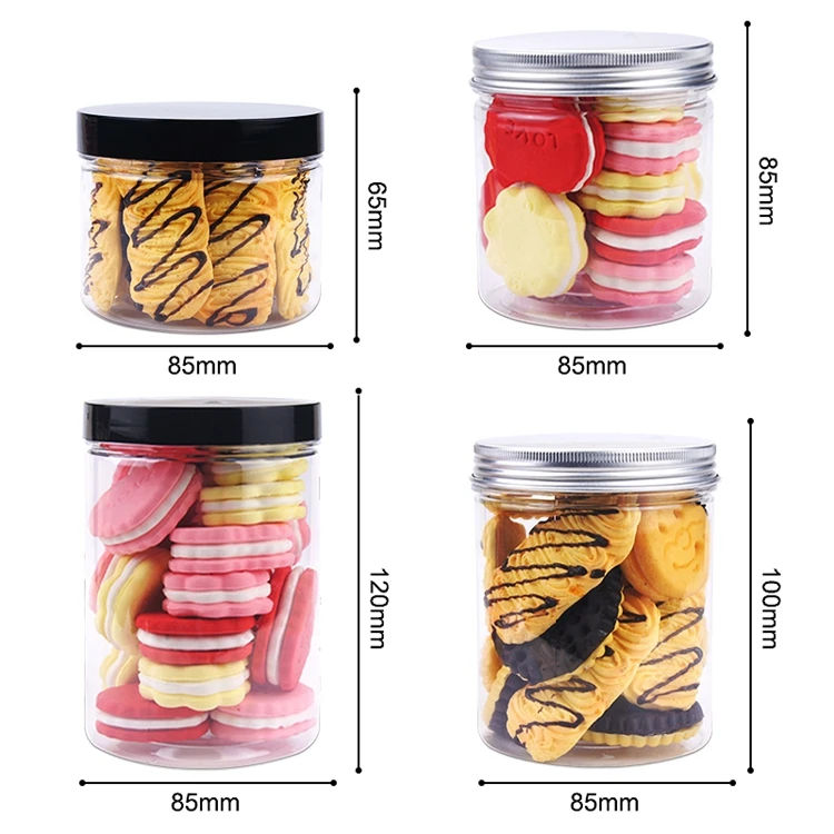 plastic honey candy cookies Storage PET Plastic container jar with Lids