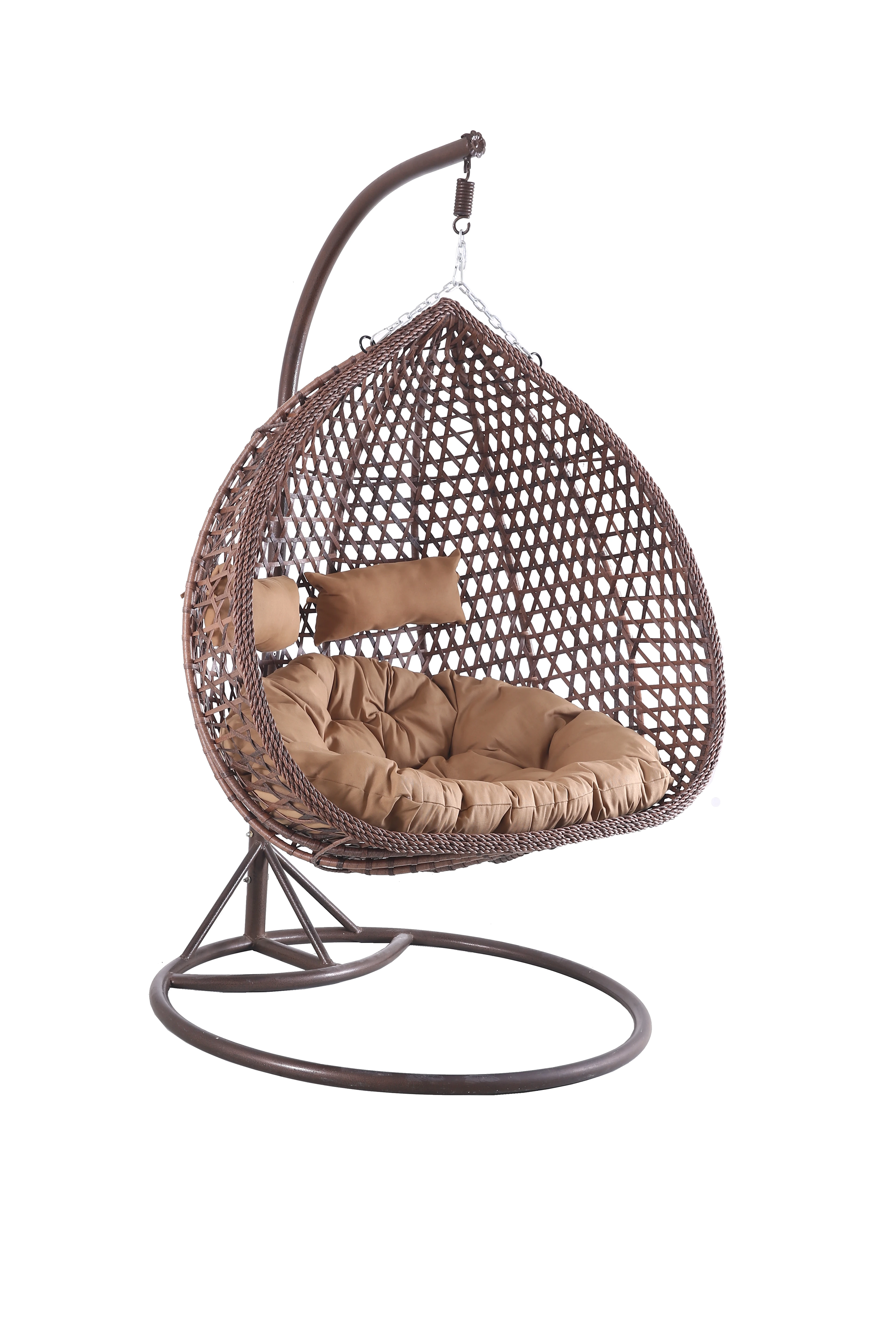 
double Hanging Rattan Swing Patio Garden Chair Weave Egg with Cushion Indoor or Outdoor 