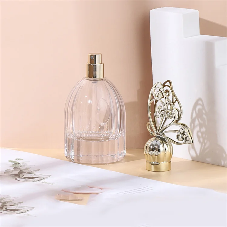 Factory custom 50 ml empty perfume 50ml cylinder bottle glass round bottling of perfume with crimp