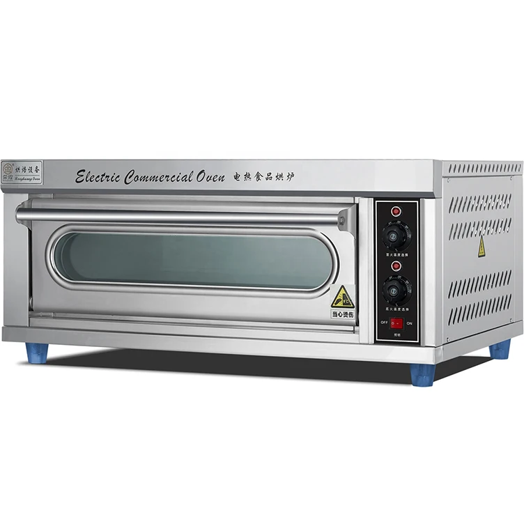 220V Commercial Pizza Baking Equipment with Knob Temperature controller 1 Layer Stainless Steel Stone Electric Oven