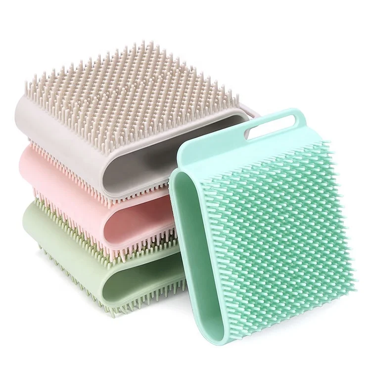 OEM ODM 9X7X3.5cm body scribbles bristle cow custom logo wooden exfoliating silicone bath wholesale dry silicone body brush