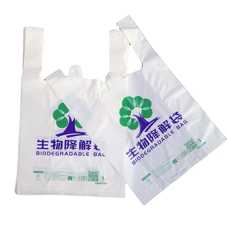 Custom Biodegradable Compostable Supermarket Plastic Shopping Vest Bag Plastic Vest bag T Shirt Shopper Bag