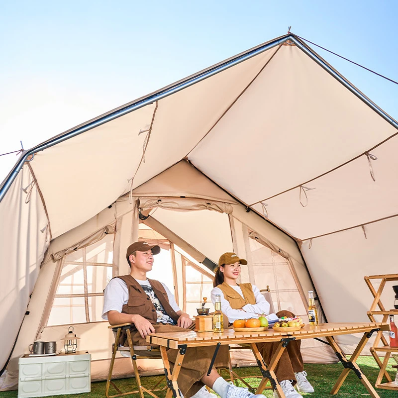 Family Use Quick Air Pump Inflation Cabin House Shaped Tent Outdoor Rainproof 3-5 Person 13 Square Meters