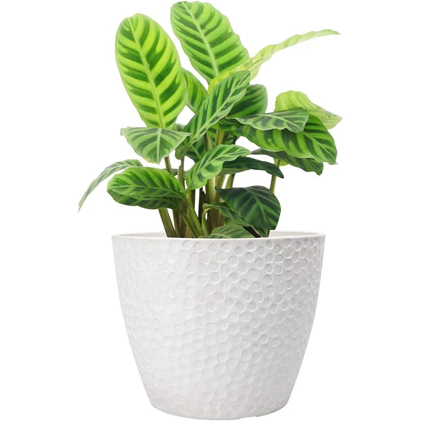 Indoor Planters Flower Pots - 9.4 Inch Planter Pot Outdoor Plant Pots White Honeycomb