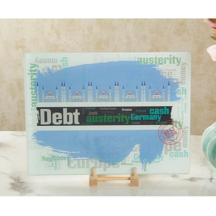 Blank Tempered Glass Chopping Board Figured Glass Non Slip Cutting Board