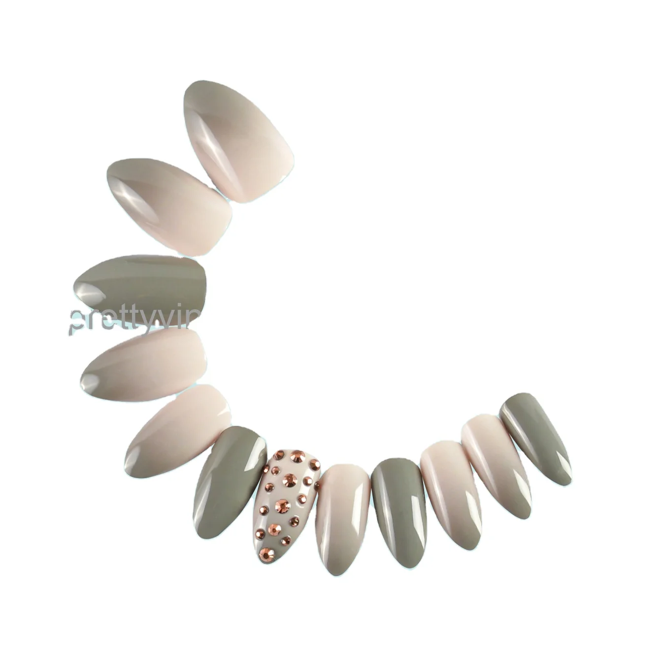 
HELIOS 3D ювелирные ногти длинные тонкие нажимные ногти эффект Омбре искусственные ногти 