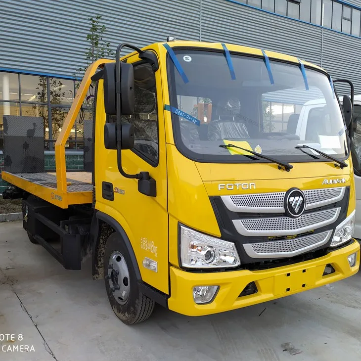 China Cheap Foton 4*2 3ton flatbed towing truck road recovery rescue wrecker for sale