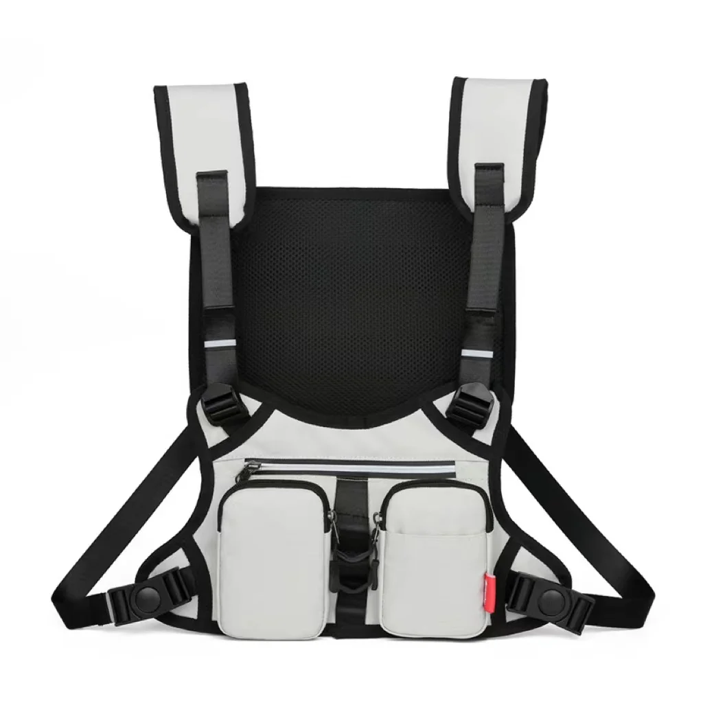 Trendy popular unisex hip hop tactical OEM durable vest multi-functional sport running cycling chest waist bag fanny backpack
