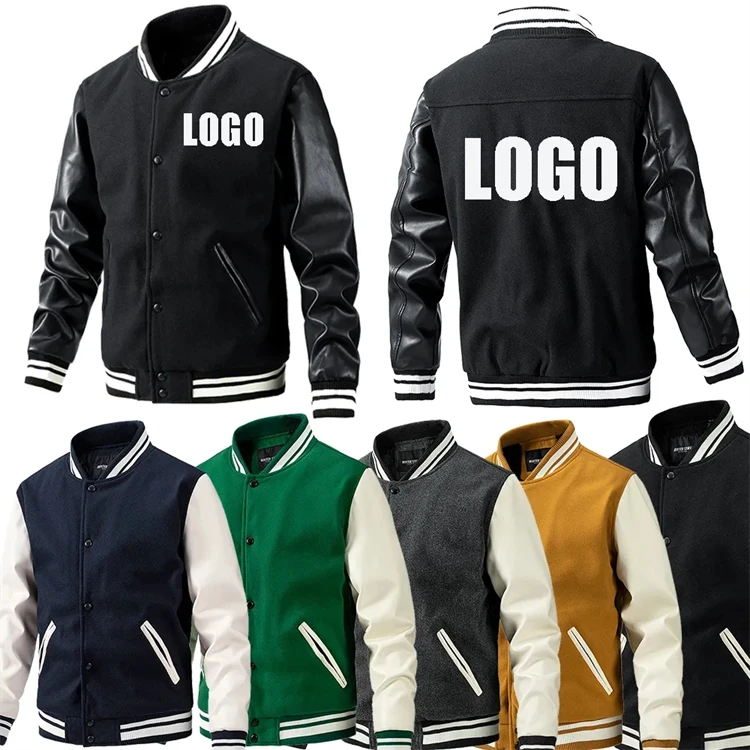 Baseball Leather Street Coats Custom Embroidered Letter Windbreaker American Hip Hop Loose Coat Mens Casual Pullover Jackets