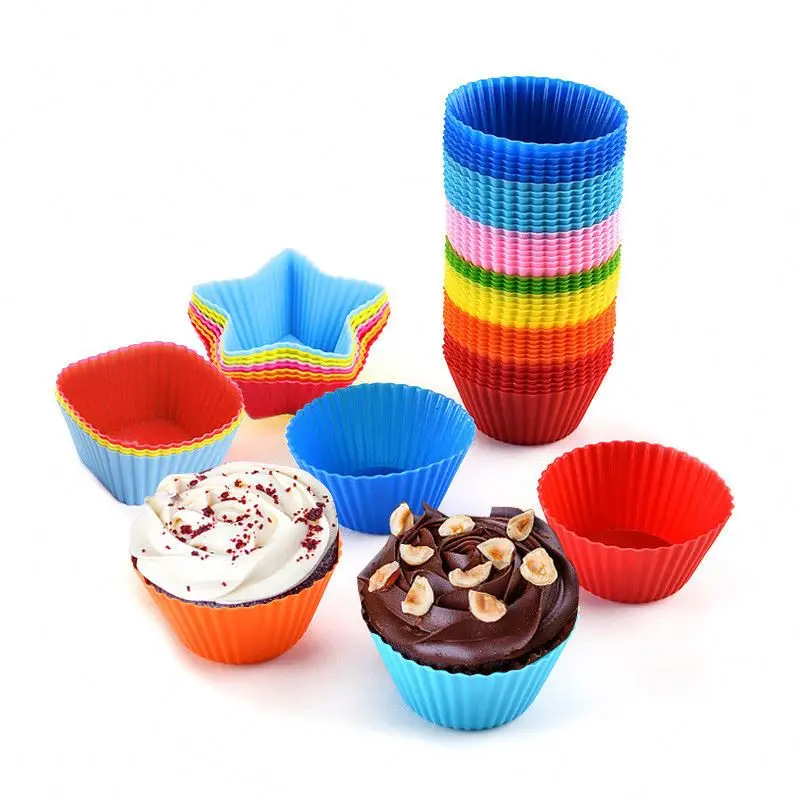 Silicone Cake Cup Round Shaped Muffin Cupcake Baking Molds Home Kitchen Cooking Supplies Cake Decorating Tools