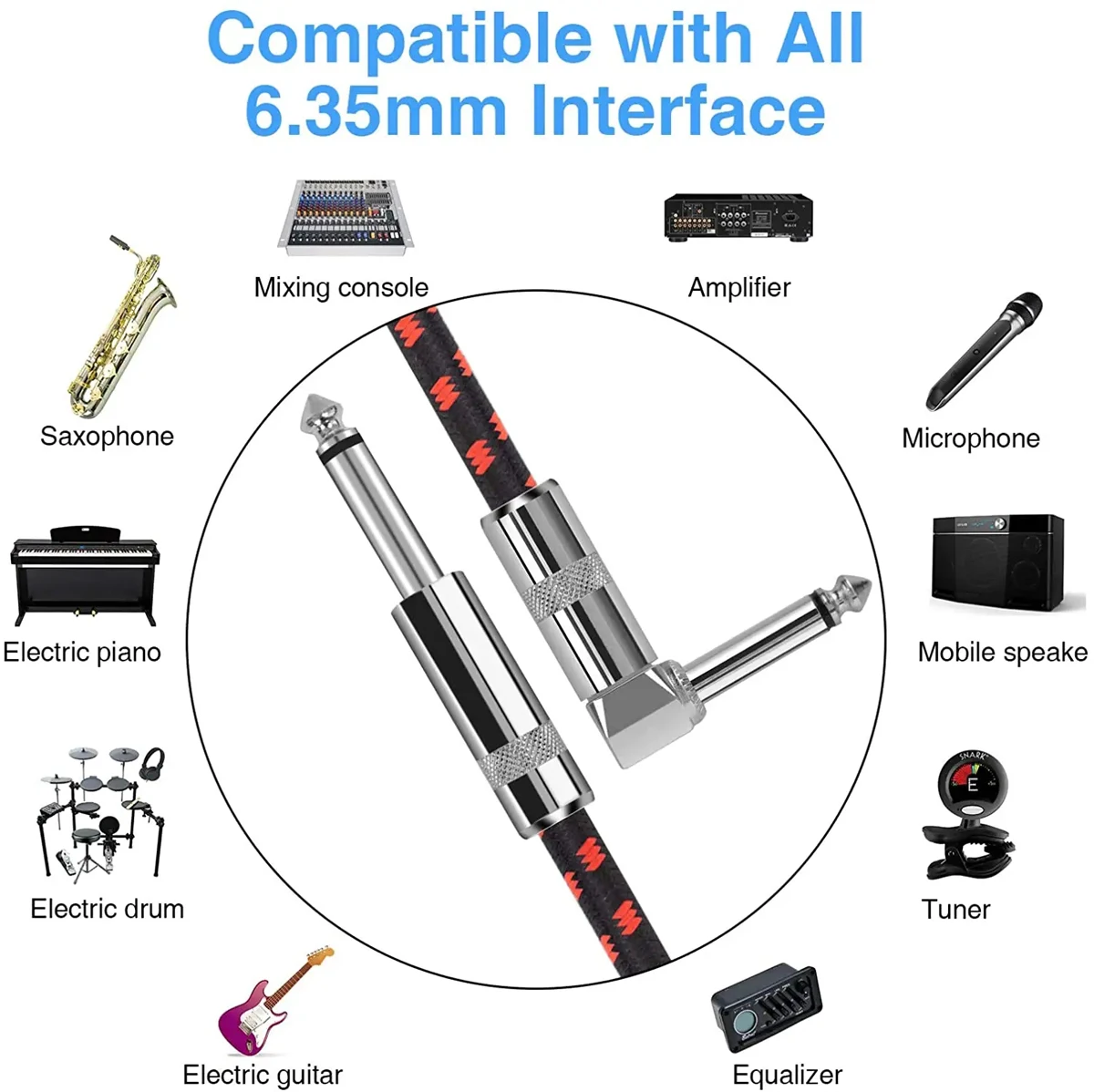 customized 3M cable usb to 6.35mm audio jack audio electric guitar instrumentation cable