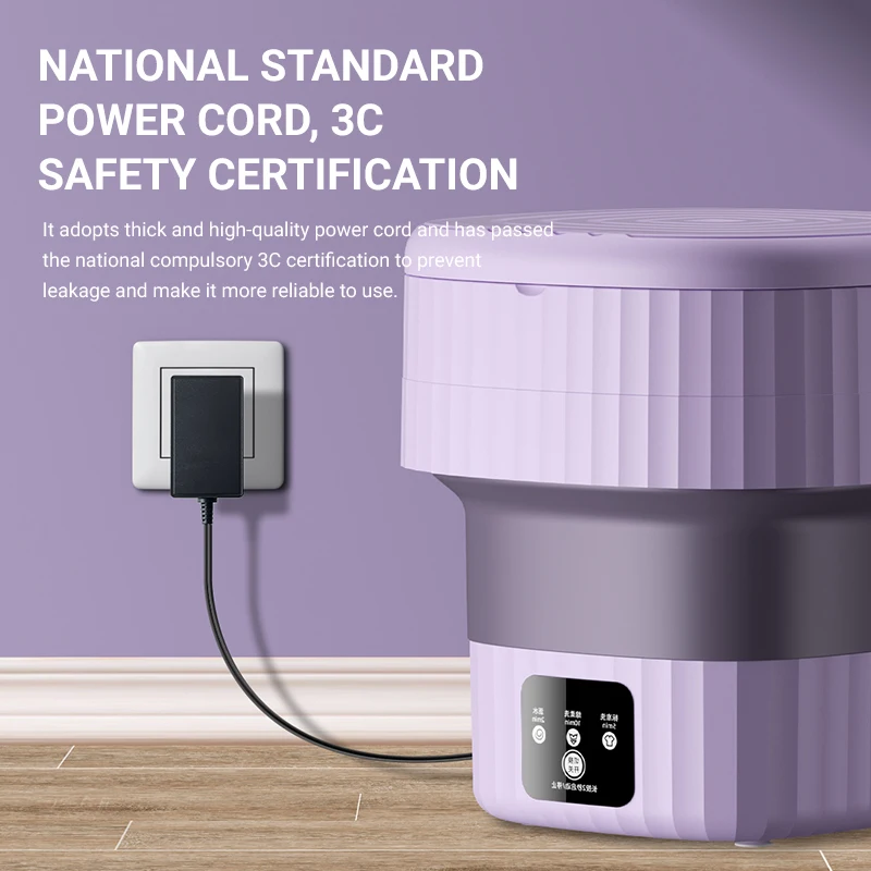 9L Portable Mini Washing Machine Automatic Electric Folding Tub Washer with Spin Dryer Underwear & Socks Folding Washer