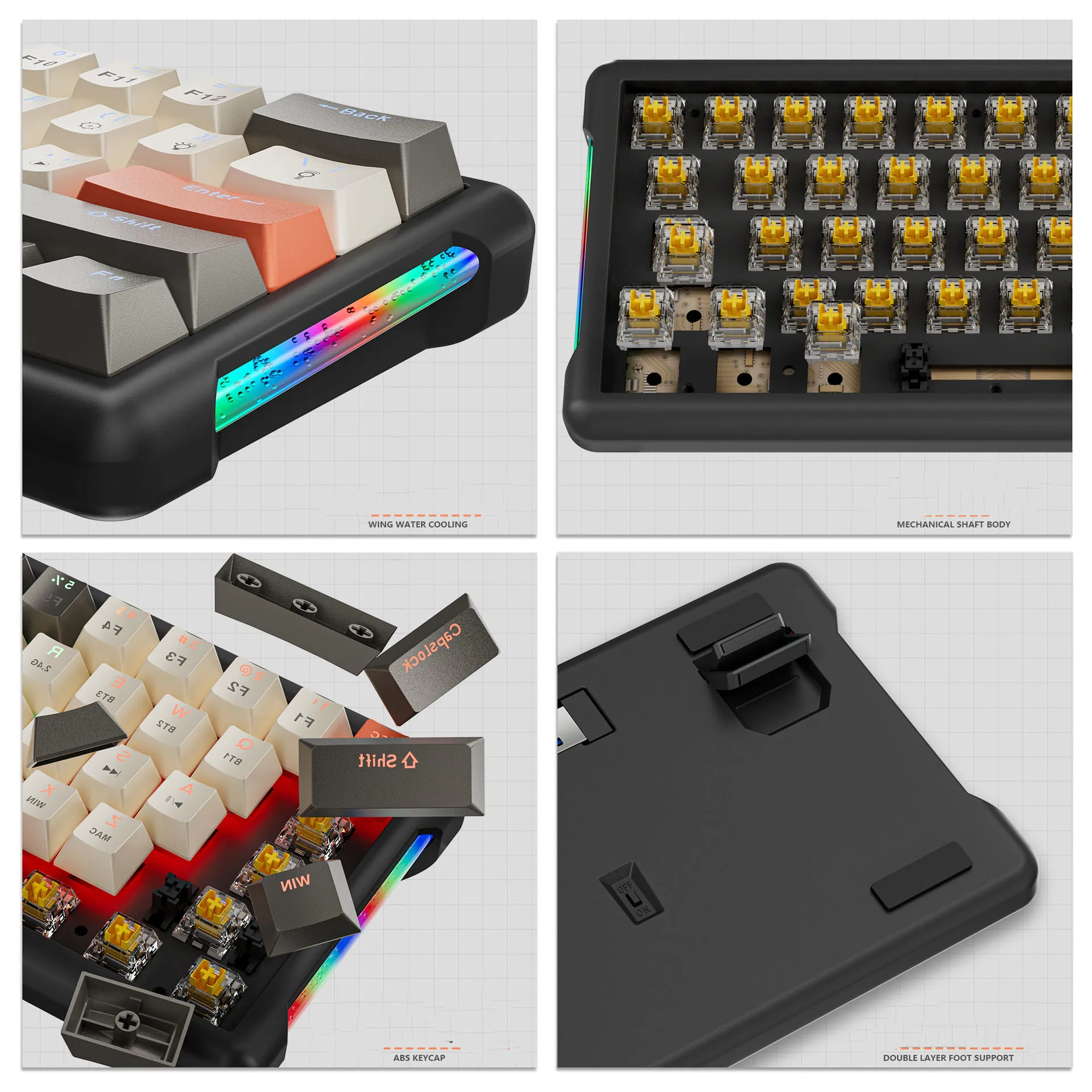 Mini 61Keys keyboard for Bluetooth Plug and Play MAC Gaming office computer RGB wireless keyboard