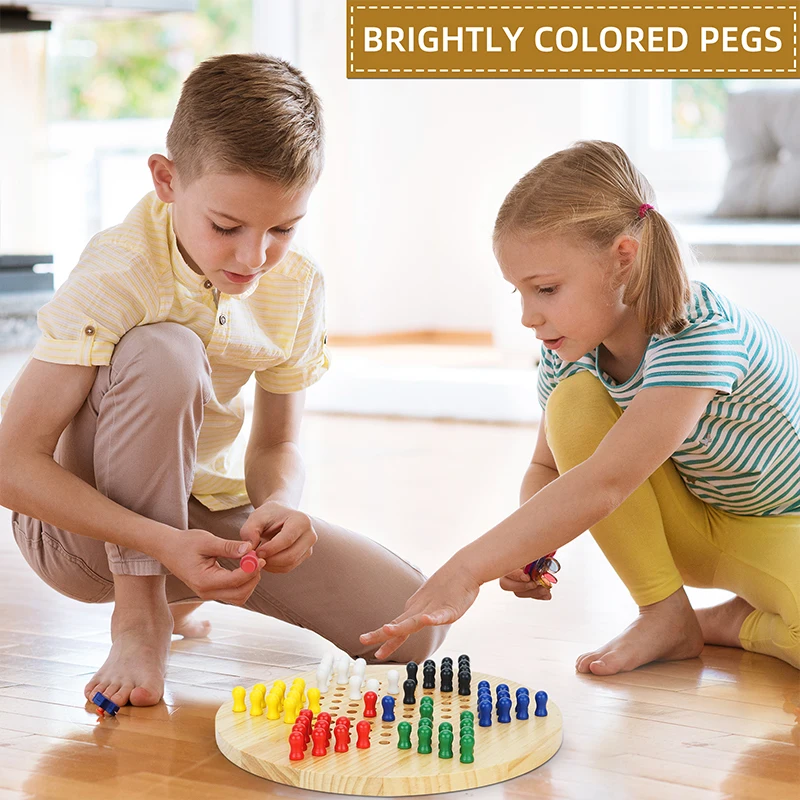 wholesale indoor outdoor family party fun games Wooden Chinese Checkers Board Game With 6 Colors for kids and adults