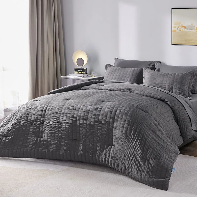 Embroidery Quilt Cover Comforter Bedding Sets Brown Fluffy Flannel 400 TC 100% Cotton Bedding Set