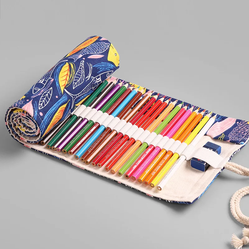 Colored Pencil Wrap Pencils Roll Holder Coloring Pencils Organizer Holder Colored Pen Paint Brush Storage Pouch Portable