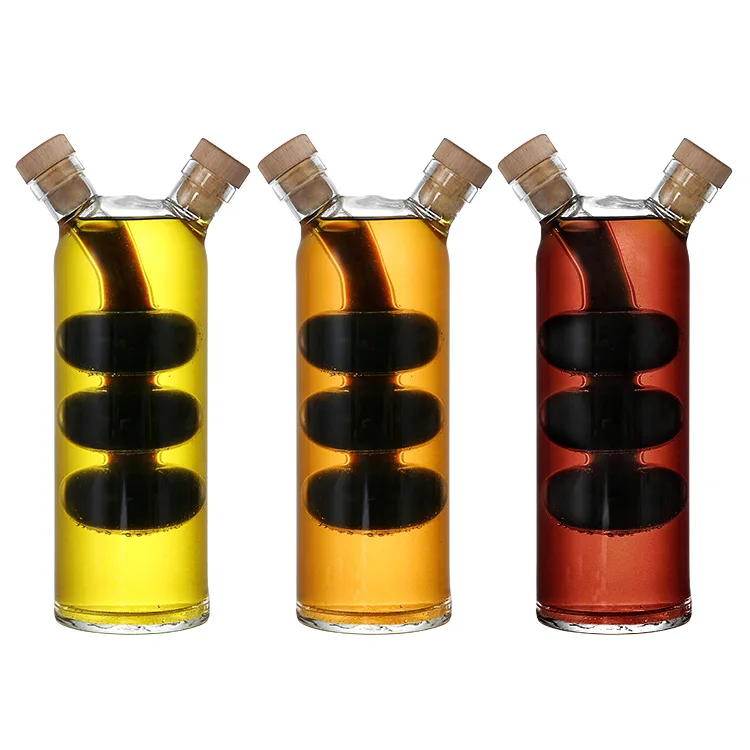 Hot kitchen cooking glassware 2 in 1 high borosilicate glass oil and vinegar glass water bottle eco friendly