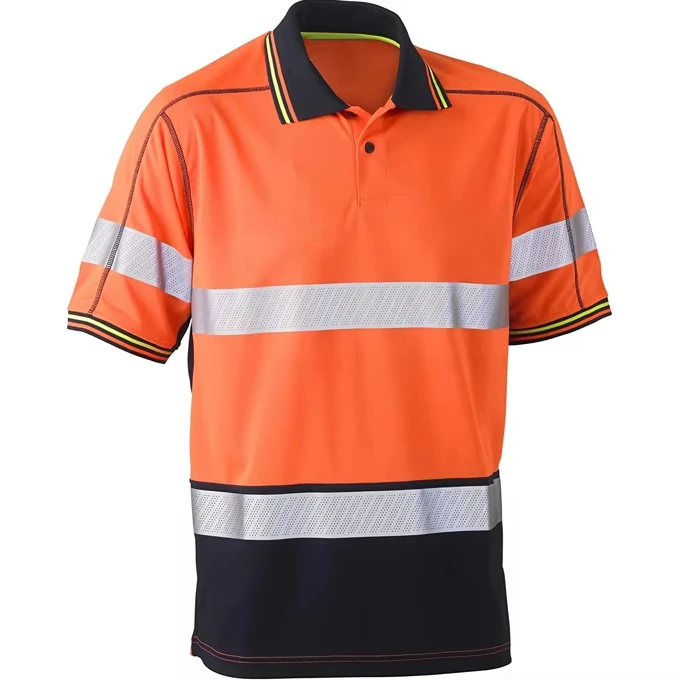 EN 20471 Class 2 Safety Polo Shirt Reflective Construction Hi-viz Work Wear POLO t Shirts for Women and Men