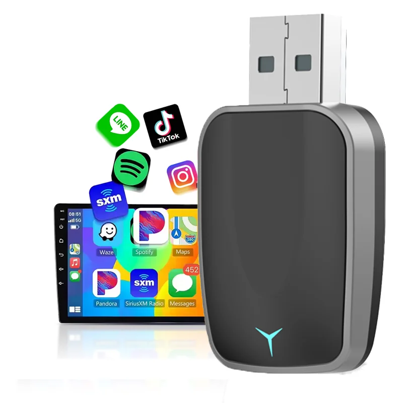 Fast Connection Music Playback Support Music Wireless Carplay Android Auto Adapter with Plug-and-Play