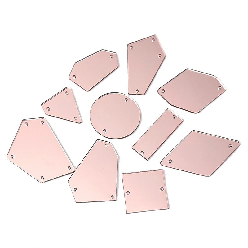 Lucky factory 500 PCS single color mix 10 shapes  acrylic  mirror stone sew on rhinestone  acrylic shaped stone