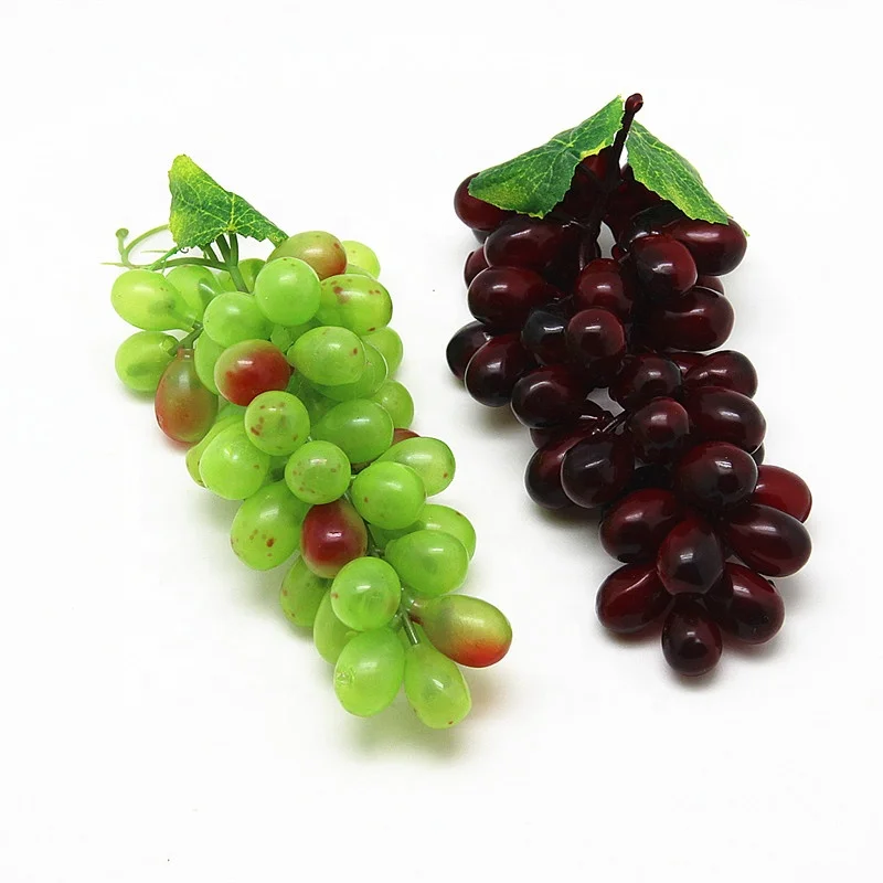 long Bunch Lifelike Artificial Plastic 48Grapes Fake Fruit Food Home Decoration