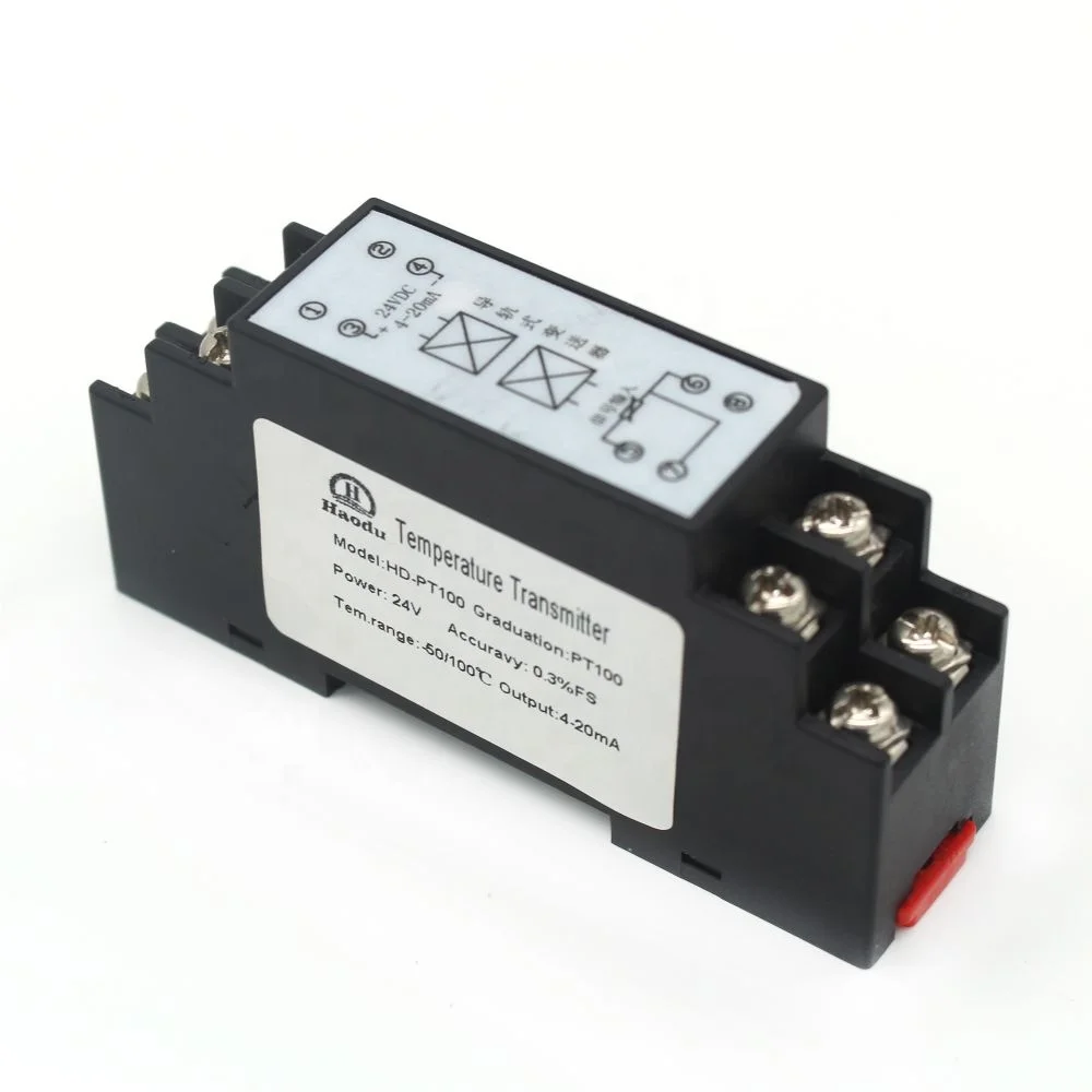 PT100 PT1000 4 20mA din rail mounting temperature transmitter 0-10V  0-5V