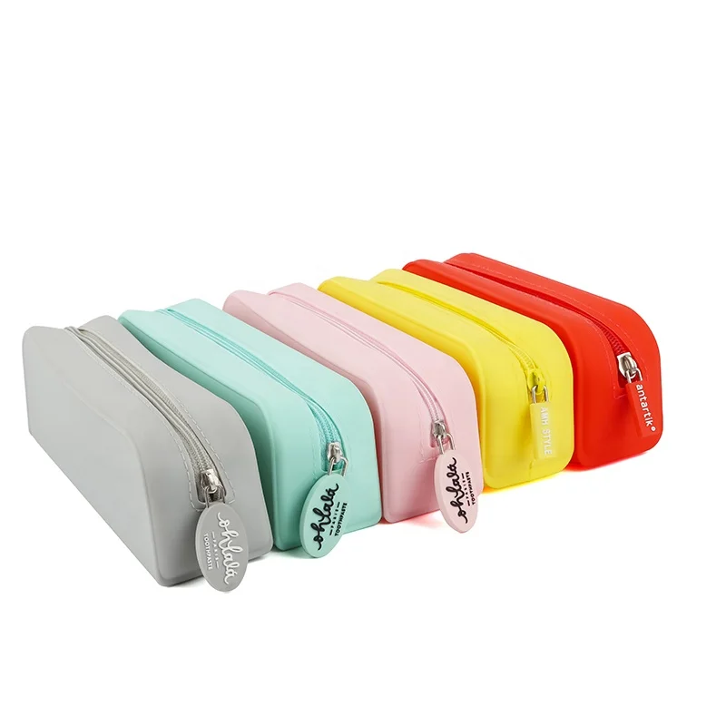 Custom Stationery Kids School Pencil Storage Case With Zipper Large Silicone Pencil Case