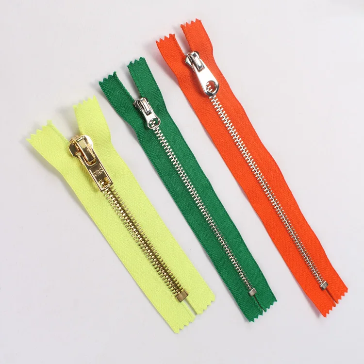 
jeans zip 3 25 cm teeth custom two side gold zipper metal zipper for clothing bags 