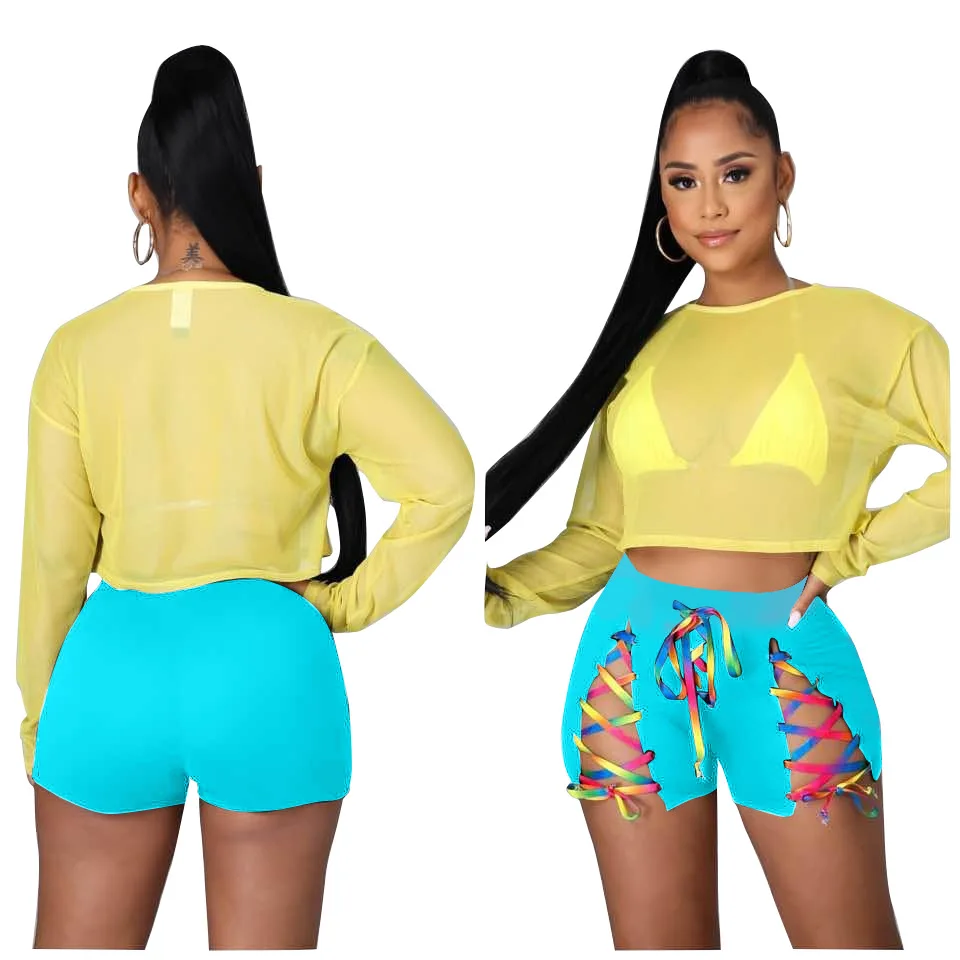 
Летние Разноцветные Повседневные Шорты на бретельках, свободные пляжные брюки для женщин 