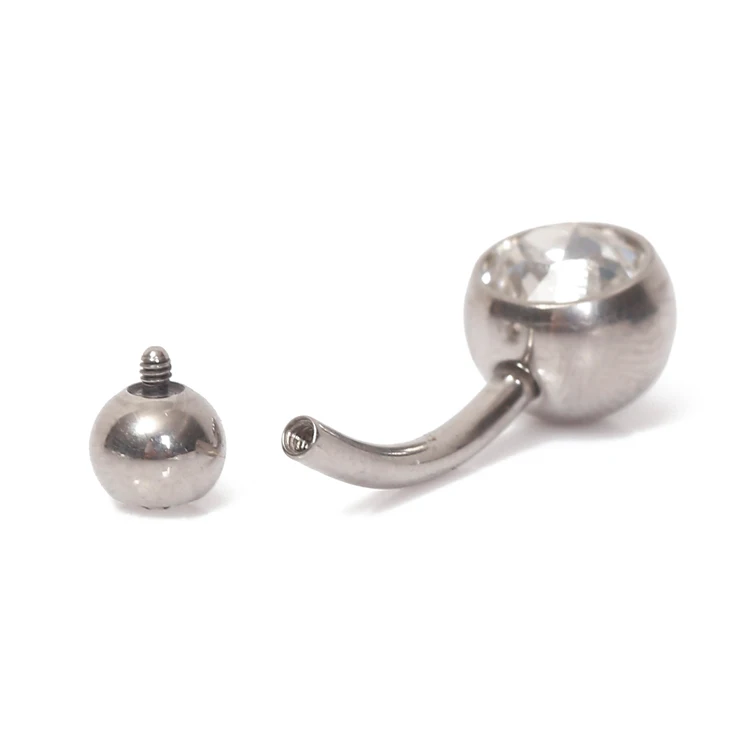 ASTM F136 Titanium Internally Threaded Double Gemmed Titanium Belly Piercing