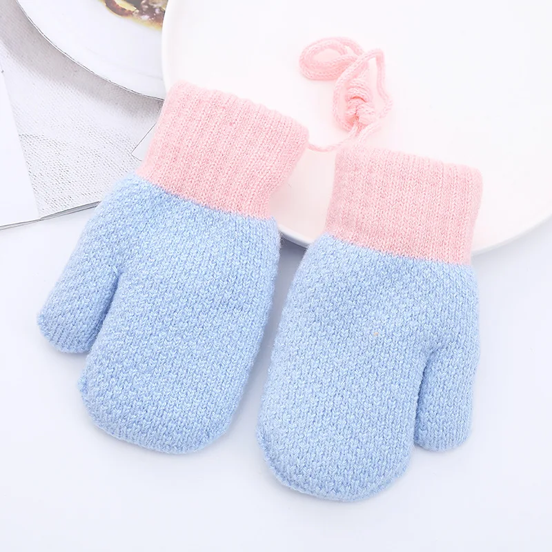 Solid Kids Winter Gloves Children Cold Weather Warm Stretchy Gloves Boys Girls Knit Gloves-0 to 3 years