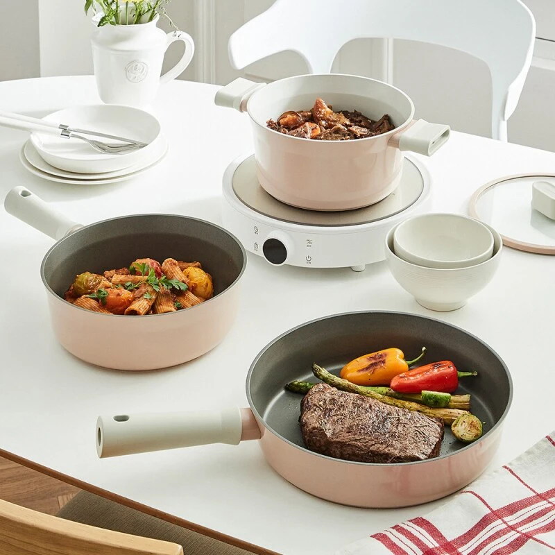 Sauce Pan Set with Lid Nonstick Saucepan Small Kitchen Pots Induction Pot, PFOA FREE Induction Bottom with soft touch handle