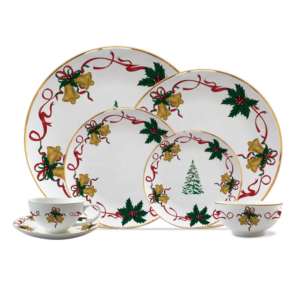 Christmas 2021 ceramic plates sets dinnerware tableware bone china christmas tree plates