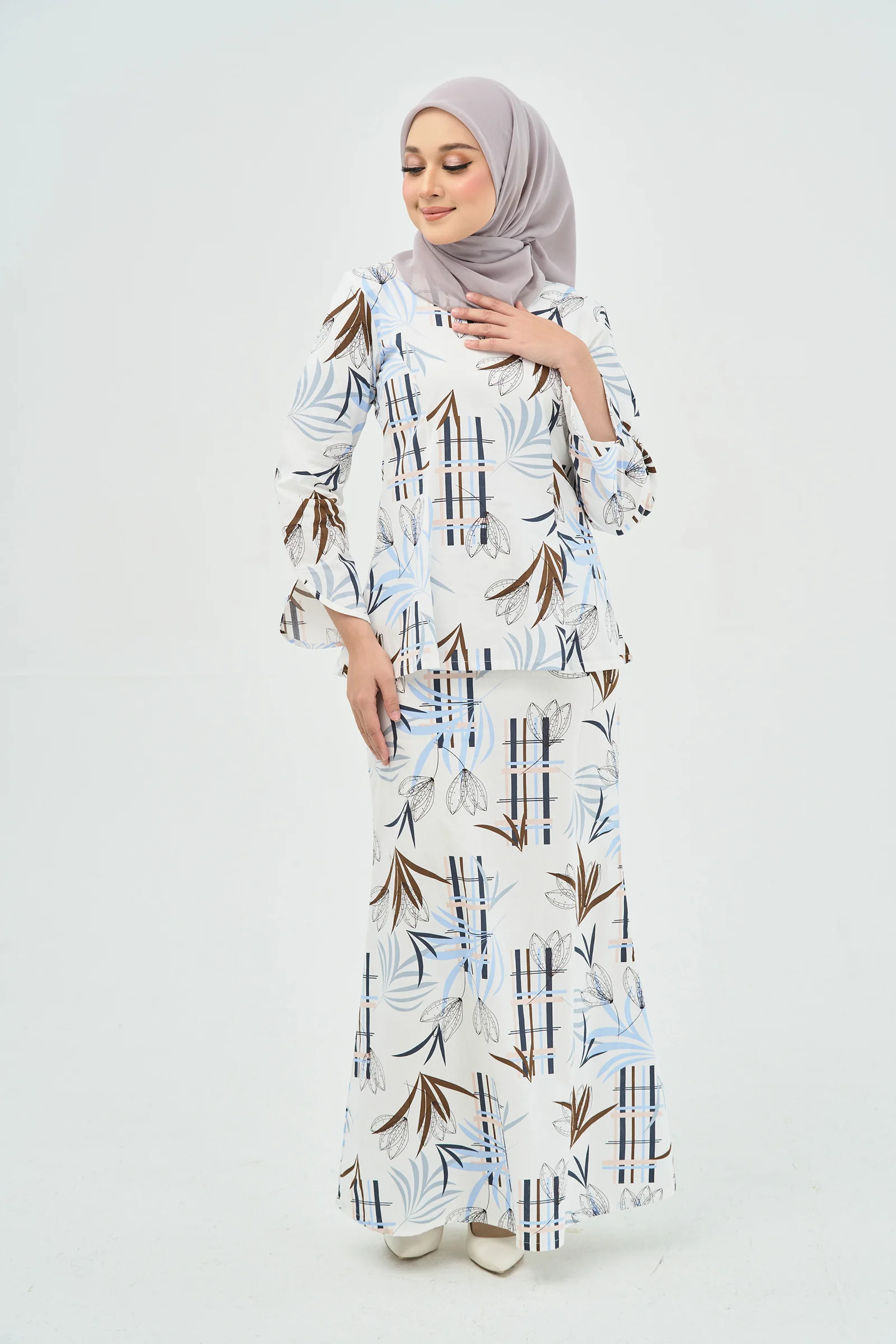 SIPO Eid Women Gender Malaysia islamic Clothing Casual Floral Trousers And Blouse Baju Designer Baju Of Suit 2Pcs Muslim Clothes