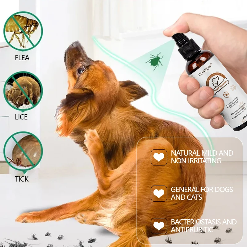 Flea Repellent 100% Organic Flea and Tick Control Spray for Dogs kills eggs and larva private label