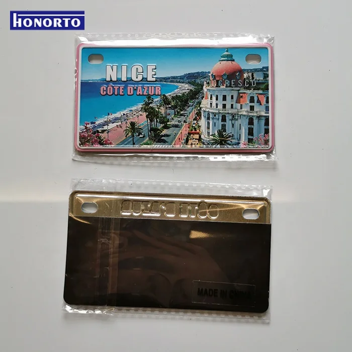 SEDEX Custom 3D Tourist Souvenir Metal License Plate France Aluminum Fridge Magnet
