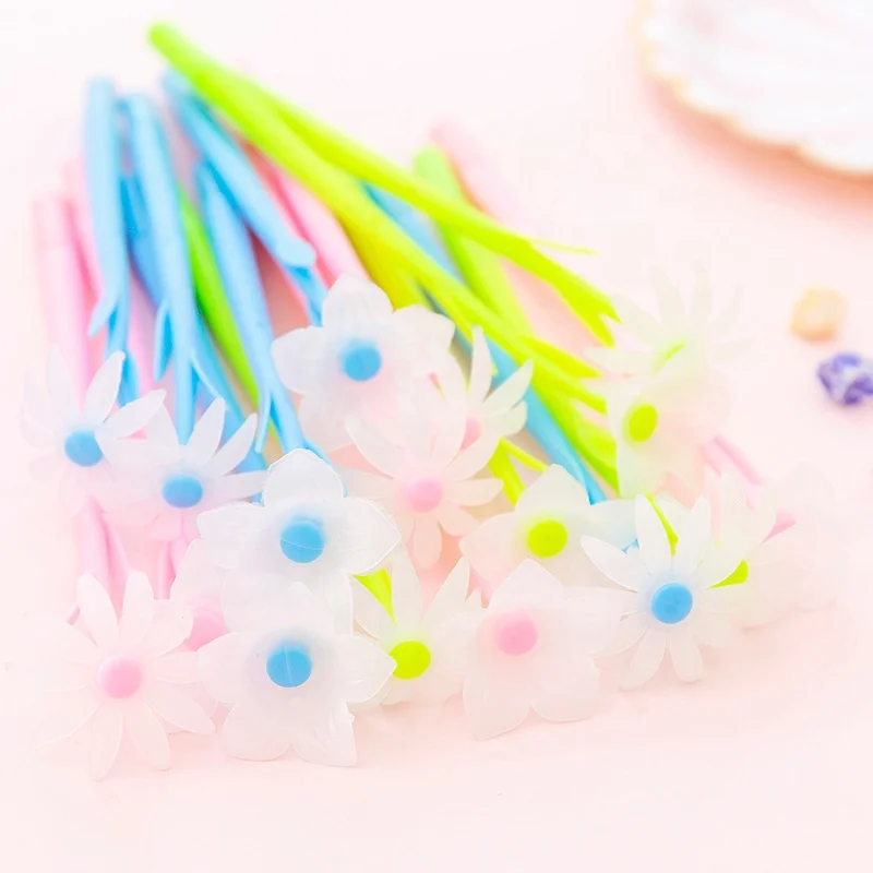 Kawaii korean creative stationery change color cute silicone plant flower gel pen