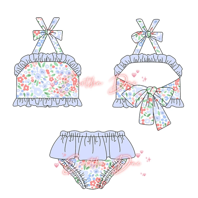 swimsuit for girls kids summer printed custom one piece swimsuit matching beach baby boys trunk