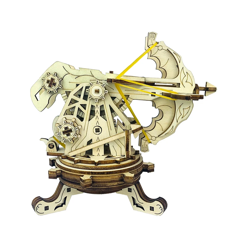 3D Wooden Puzzles for Adults DIY Wooden Ballista Launcher Toy Building Model Kits STEM Projects Toys for Children