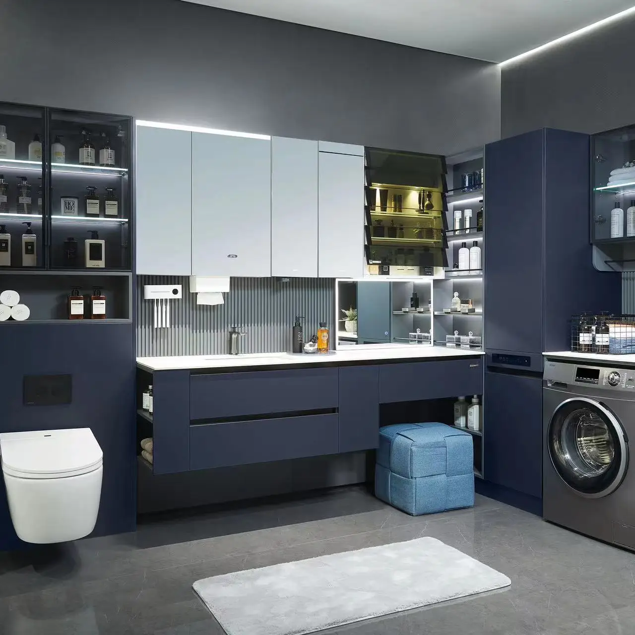 Trending Product Bathroom Cabinet with Mirror & Basin for Hotel High Quality Plywood Bath Cabinet Toilet Cabinet