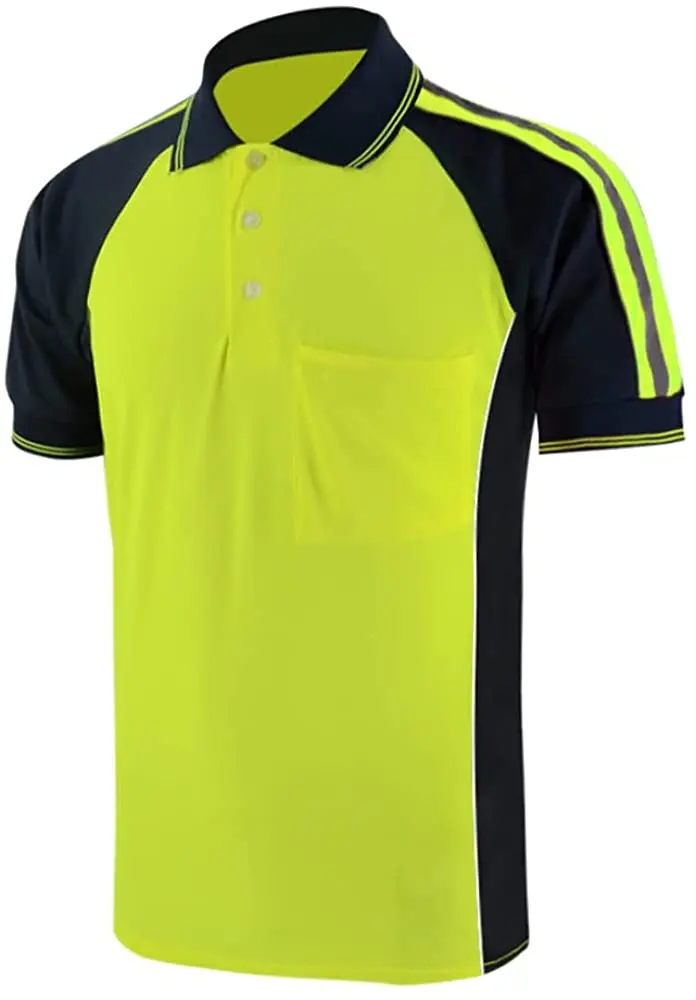 Custom Safety Construction Shirt High Visibility Long Sleeve Tshirt Reflective Work Polo T Shirts For Men Hi Vis Wear