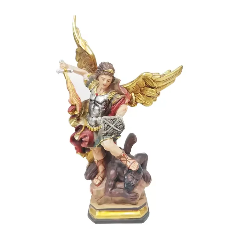 Custom Catholic religious statue resin Christian Michael Archangel statue Saint Miguel sculpture church decoration