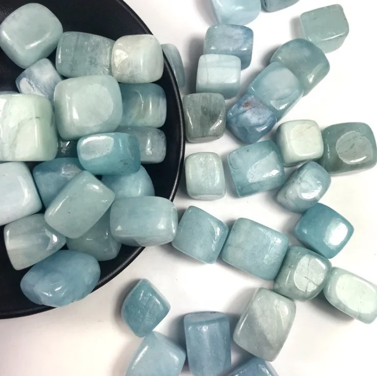Wholesale natural aquamarine crystal healing tumbled stone aquamarine cubes