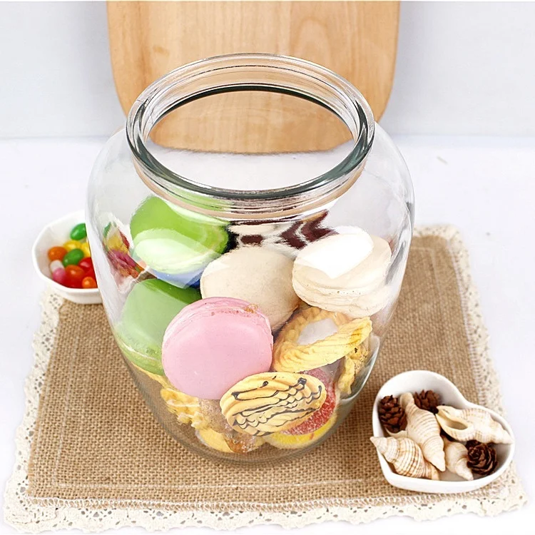 2200ml clear Home deco glass pasta nuts dry food storage canister jar with hermetic lid