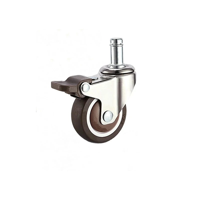 Soft Rubber TPE Furniture Caster Wheels Swivel Stem Casters 1/1.25/1.5/2 Inch Caster Wheel With Brake For Office Chair