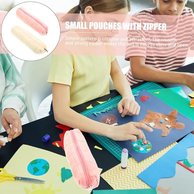 Kawaii Pencil Case Creative Pillow Bag School Supplies Stationery Box Cosmetic Bag  Zipper Pencil Pouches Soft Small Bag Flannel
