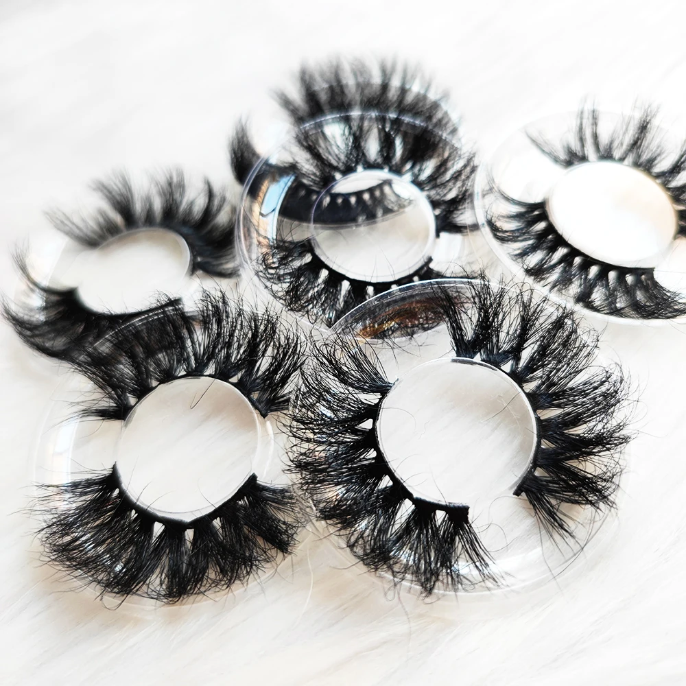 Popular Style Real Mink Eye Lash Top Quality Eyelashes 25mm Fluffy Mink Lashes Custom Packaging