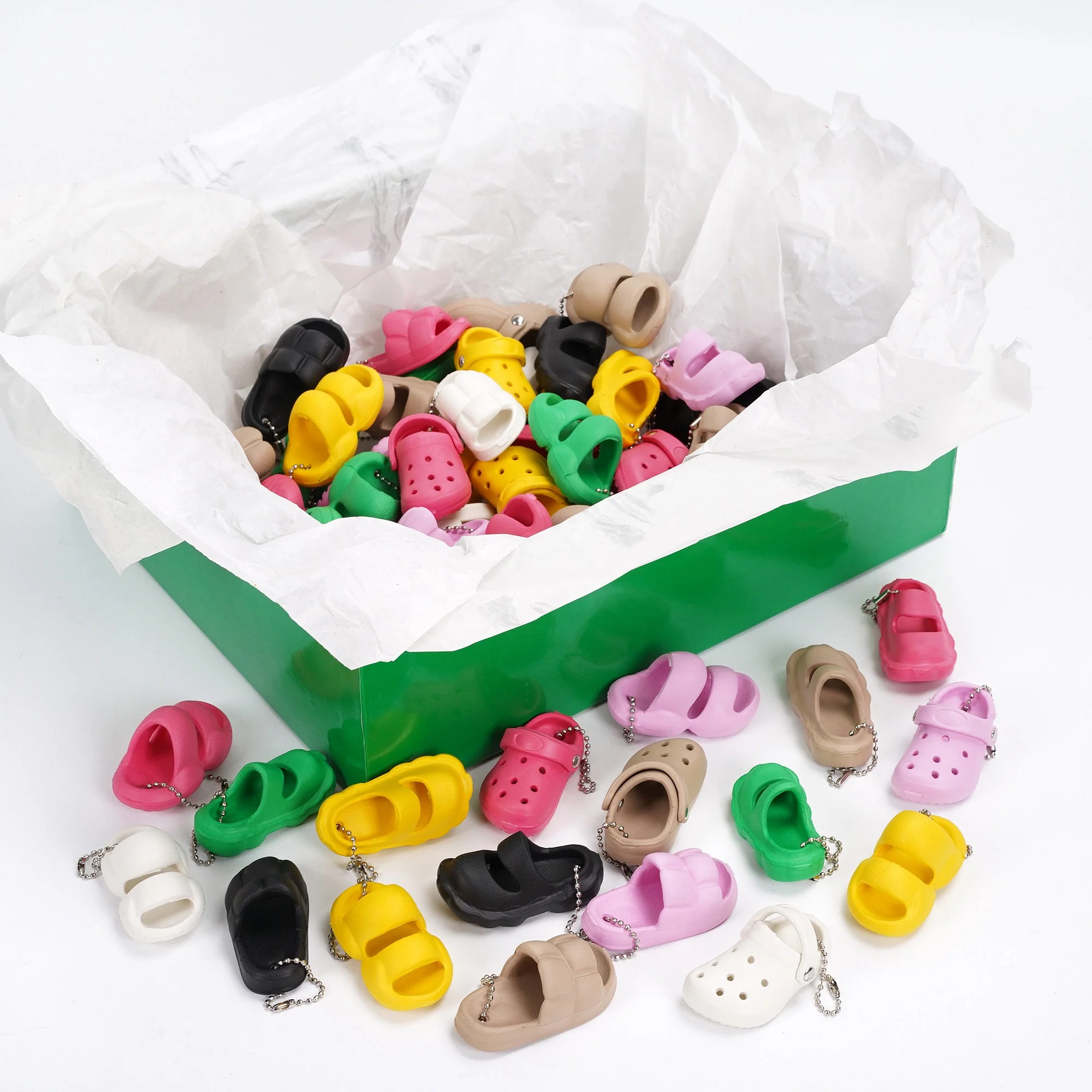 TikTok Funny DIY Key Chain Colorful Mini Garden Plastic Shoes Accessories Personality 3D Shoes Keychains Charms
